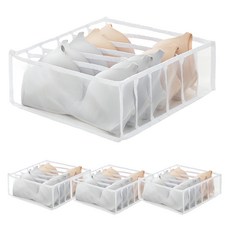 JOSIC 6格內衣網紗收納盒, 白色, 4個