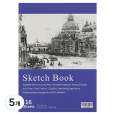 이지스토어 깔끔한 C타입 스케치북, A5, 5개, 16매