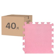環保無毒 防滑EVA巧拼地墊, 40片裝, 32 x 32 x 1cm, 深粉色, 1組
