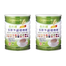 有其田 有機多穀植物奶, 顆粒感杏仁 層次豐富, 傳統杏仁茶 溫潤香氣, 純淨非基改, 20種穀物, 零膽固醇和反式脂肪, 900g, 1入, 2罐