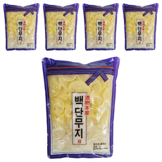 토호식품 백단무지 슬라이스, 1kg, 5개