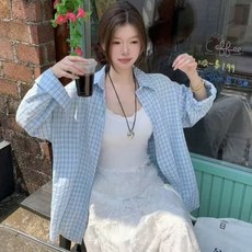 LUNA GIRL 女款 Rotin 格紋寬鬆版襯衫 L25FST072508