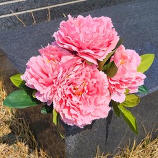 Gomji 人造花 居家裝飾 掃墓用花 牡丹, 深粉色, 1個