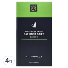 코코몰리 고양이 뼈 관절강화 튼튼 케어 데일리 짜먹는 간식 영양제 15p, 혼합맛(닭고기/연어), 150g, 4개