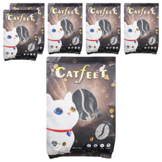 Catfeet 黑鑽活性碳貓砂 強效除臭凝結 添加活性碳顆粒 澎潤土製作, 咖啡, 4.5kg, 6袋