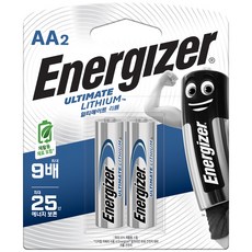 에너자이저 얼티메이트 건전지 AA 카드 포장, 2개입, 1개