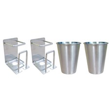 M&P LIFE 不鏽鋼牙刷牙膏架 + 漱口杯組, 單一顏色, 2套