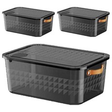 블럭마트 의류 이불 멀티정리상자, 블랙, 3개