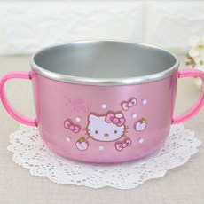HELLO KITTY 雙柄防滑不鏽鋼碗 L號, 混色, 1入