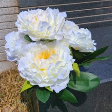 Gomji 室內裝飾 掃墓 人造花 牡丹, 白色, 1個