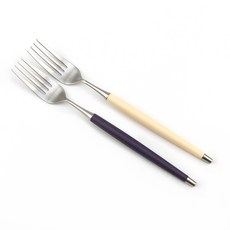 Bogen 韓國製造 Le Viant 緞面餐具 餐叉 2入, 1個, 米色, 紫羅蘭色