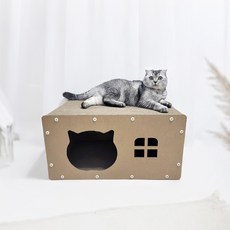 PETSMON 貓屋貓抓板, 自然色, 1個