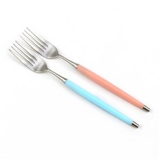Bogen 韓國製造 Le Viant 緞面餐具 餐叉 2入, 1個, 柔粉色, 柔藍色