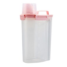 塑膠寵物飼料儲存桶 4卡扣 粉色 防潮密封, 大, 1個