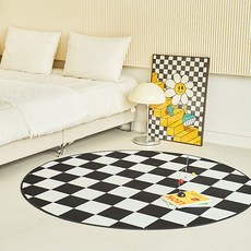 스칸디앤홈 먼지없는 빅 체커보드 단모 러그 워셔블 거실 카페트 원형