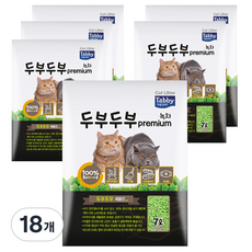 테비토퍼 응고형 두부두부 프리미엄 고양이 모래, 7L, 18개, 녹차