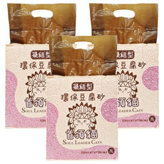 SOUL LEADER CATS 首領貓 凝結型 環保豆腐砂 2.5kg/7L, 水蜜桃, 3袋