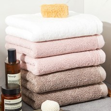 SOFT TOUCH Bath&Living 優質40支精梳棉毛巾 200g, Milk Brown+Indie Pink+Real White, 5條