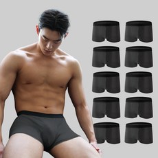 씨오브비 남성용 솔리드 블랙밴드 사각 드로즈 10매 세트