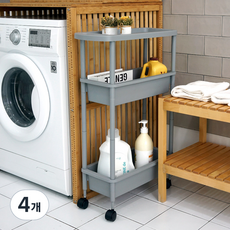 BONOHOUSE 韓國製造 輕巧縫隙收納推車 3層, 灰色, 4個