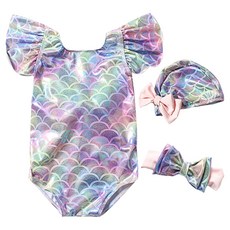 愛北鼻 寶寶連體泳衣 + 泳帽