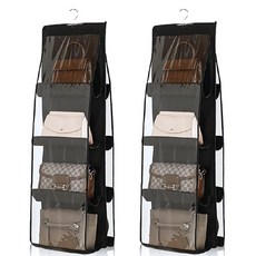 DOSell 掛式包包收納整理袋 8格, 黑色, 2個