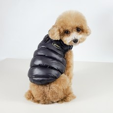 Grooming Dog 犬用柔色輕量科技羽絨背心+收納袋組, 黑色的