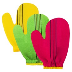 Cozywell 搓澡巾手套 3件組 WA5003, 紅色 + 綠色 + 黃色, 1套, 3入