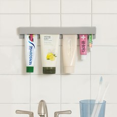 인앳홈 벽부착 롱 치약 튜브 클립, 연그레이, 1개