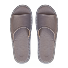 頭層牛皮全皮防滑室內拖鞋 LS05, 銀灰, 1雙, 25