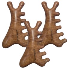 木質刮痧頭皮按摩器, 3個, 龍鳳檀木