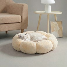 레토 반려동물 플라워 도넛 방석, 아이보리, 1개