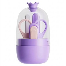 SC優選 嬰兒皇冠指甲剪套裝新生兒寶寶指甲刀 小皇冠4件套 + 發光耳勺, 紫色, 1組