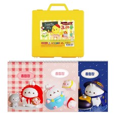 DONG-A 黃色小雞蠟筆 48色 + Molang 厚實綜合本 3入, 混合色(蠟筆), 隨機出貨(綜合本), 1套