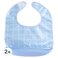 成人用防水用餐輔助圍兜 短版, 2個, 淺藍色