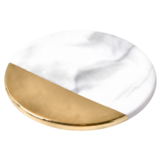 Homely Zakka 北歐輕奢風陶瓷杯墊/隔熱墊/桌墊, 直徑9.5 x 1cm, 鍍金大理石紋, 1個