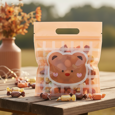 POPO FANCY 感性插畫禮物袋 手提夾鏈袋 包裝袋 中, 50個, 愛心小熊