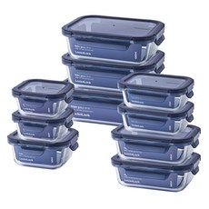 락앤락 인디고 글라스 밀폐용기 10p, 1세트, 320ml 2p + 370ml 2p + 520ml + 640ml 2p + 1040ml 2p +1520ml 주방용품/1인가구 주방용품 반품 최저가 50,800원