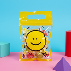 포포팬시 감성 일러스트 구디백 손잡이 지퍼백 포장봉투 미니, 스마일, 100개