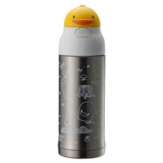 PiYOPiYO 黃色小鴨 輕量兩用保溫杯, 碳鋼色, 260ml, 1個