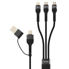 POLYWELL 寶利威爾 二拖三PD編織快充線 PW15-W45-A393, 1m, 1條