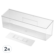 快速免鑽孔透明收納整理盒, 2個, 基本款(素面)