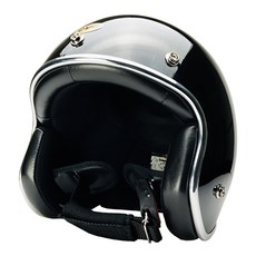 EVO 精裝銀邊款復古騎士安全帽 附冰絲面罩 顏色隨機, 鏡面黑