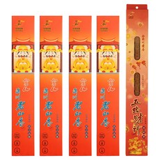 FushanKodo 富山香堂 招財開運拜拜香升級版 尺6 4斤 4盒 + 五路財神引財香, 1組, 自然色