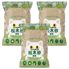 Catfeet 崩解型天然松木砂 20lb, 綠茶, 3袋