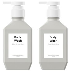 newnlook Poly 按壓瓶 洗髮精 沐浴乳 補充瓶 廚房清潔劑 空瓶 一般型 400ml + B款標籤貼紙 沐浴乳套組, 灰色(空瓶), 2套