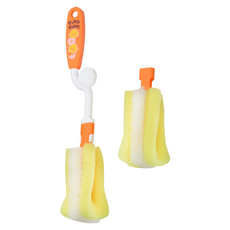 PiYOPiYO 黃色小鴨 組合式旋轉泡棉奶瓶刷, 黃色, 1組