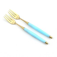 보겐 국내생산 르비앙 골드 커트러리 티포크, 소프트블루, 2개