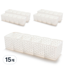 市場感性5格多功能收納盒, 白色, 15個