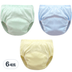 엠케이 남아용 펀칭 단색파스텔 배변훈련팬티 3종 세트, 랜덤발송, 6세트